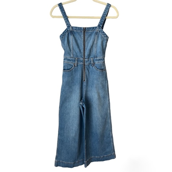 Alice + Olivia Size 24 Gorgeous Gaucho Love Me Denim Cropped Wide Leg Jumpsuit - Picture 2 of 10